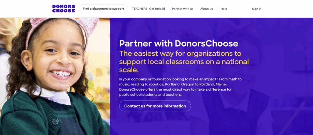 DonorsChoose website screenshot