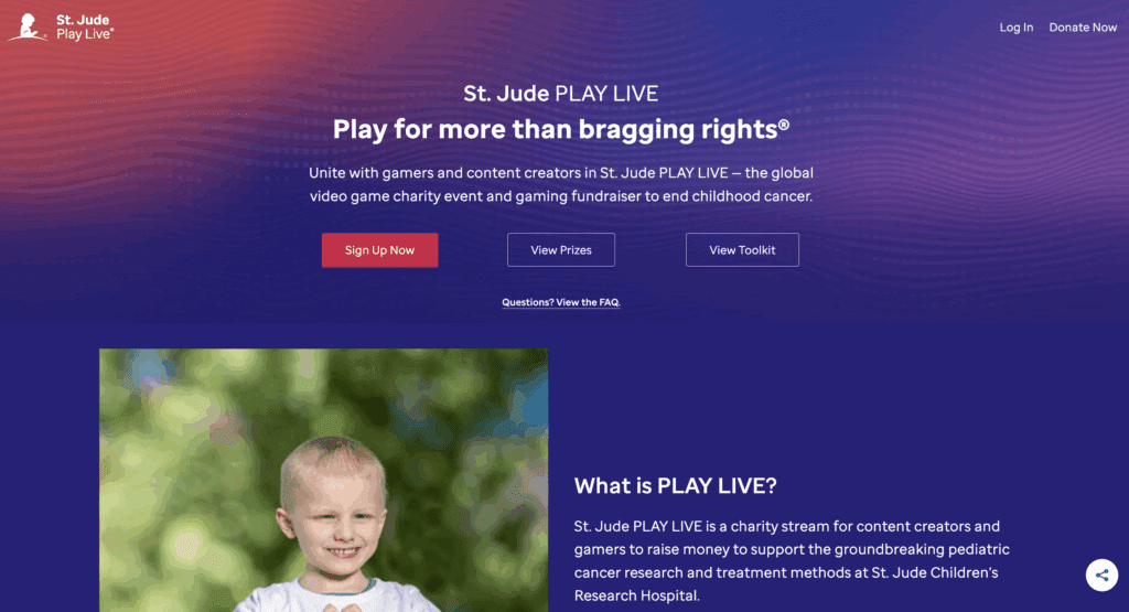 Social Media Fundraising Ideas St. Jude PLAY LIVE Website Example
