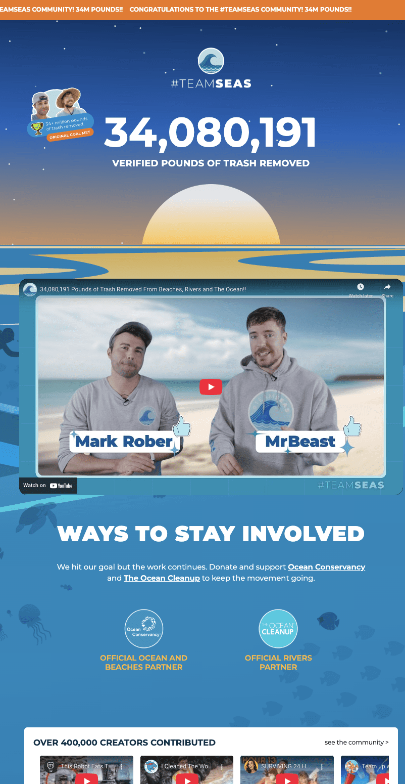 Team Seas Social Media Fundraising Website 